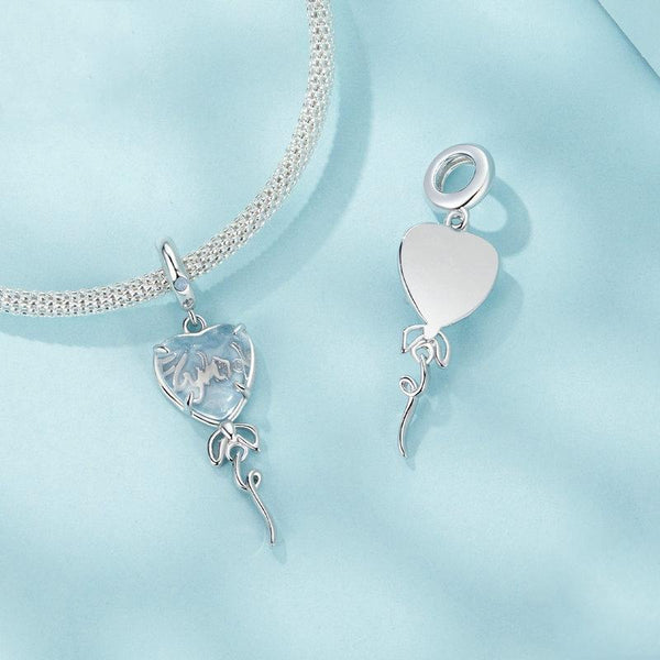 925 Sterling Silver Blue Heart Balloon Diy Beads Craft Beads