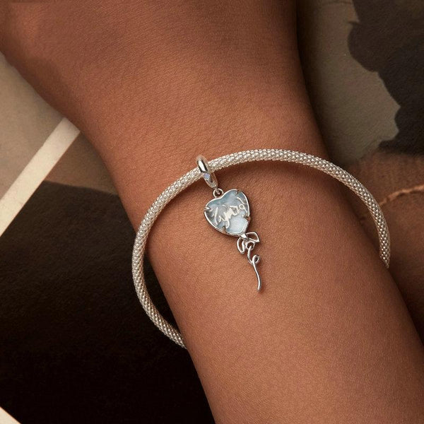 925 Sterling Silver Blue Heart Balloon Diy Beads Craft Beads