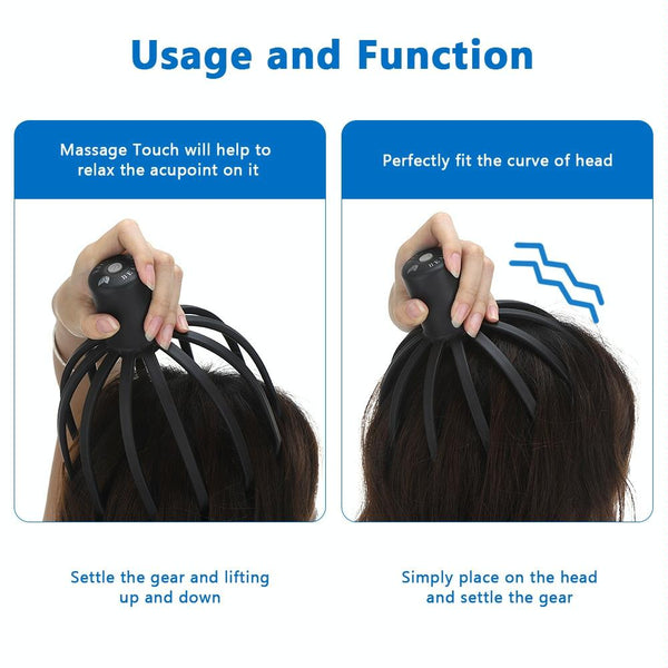 Vibrating Scalp Massager For Stress Relief Black Massagers