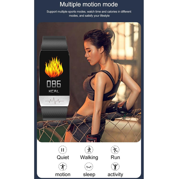 Ip67 Waterproof Smart Bracelet Screen Monitors Blood Oxygen Body Temp Heart Rate Black Smart Watches