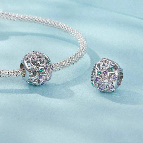 925 Sterling Silver Platinum Plated Hollow Flower Vine Diy Beads Charms & Pendants