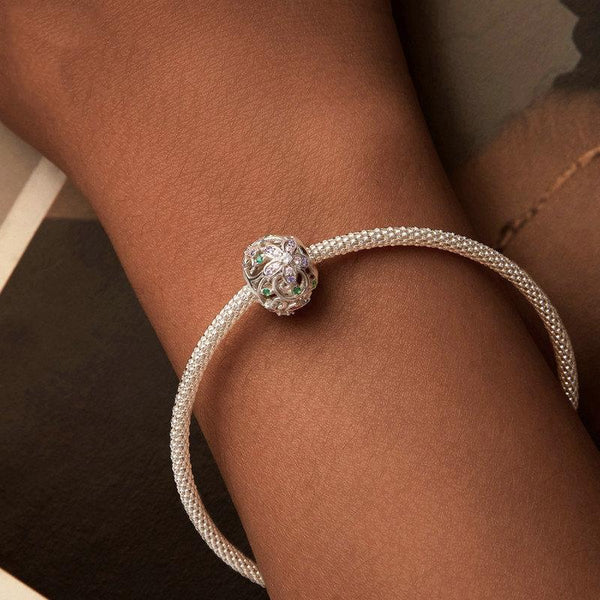 925 Sterling Silver Platinum Plated Hollow Flower Vine Diy Beads Charms & Pendants