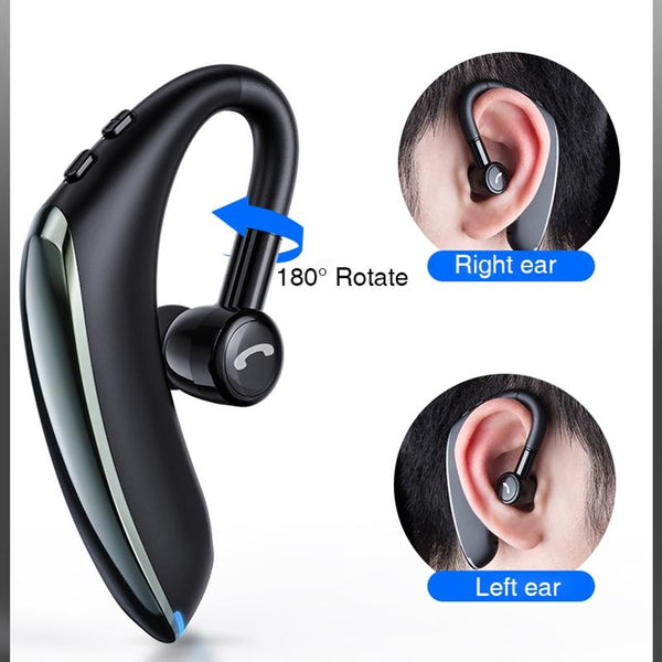 180 Degree Rotating Wireless Bluetooth Car Handsfree Earphones Black Gray Earbuds