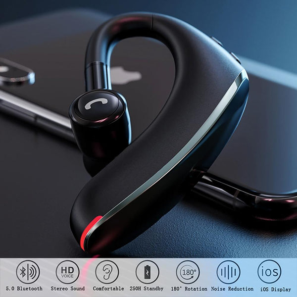 180 Degree Rotating Wireless Bluetooth Car Handsfree Earphones Black Gray Earbuds
