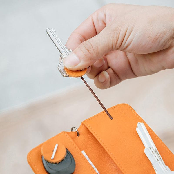 Leather Key Case With Pull Out Coin Purse Compact Storage For Men And Women Dark Blue Bags