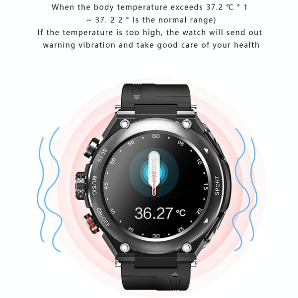 1.28 Inch Ips Touch Screen Bluetooth Headset Smart Watch Support Heart Rate Monitoring Music Black Smart Watches