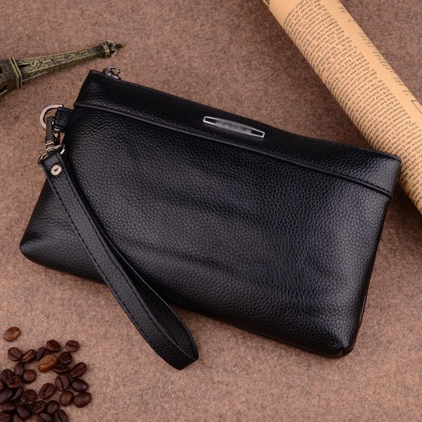 Large Capacity Casual Clutch Wallet With Zipper Closure Black Wallets