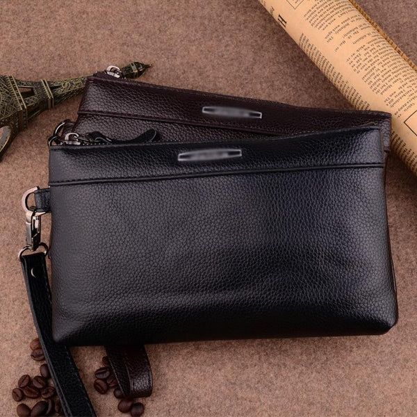 Large Capacity Casual Clutch Wallet With Zipper Closure Black Wallets