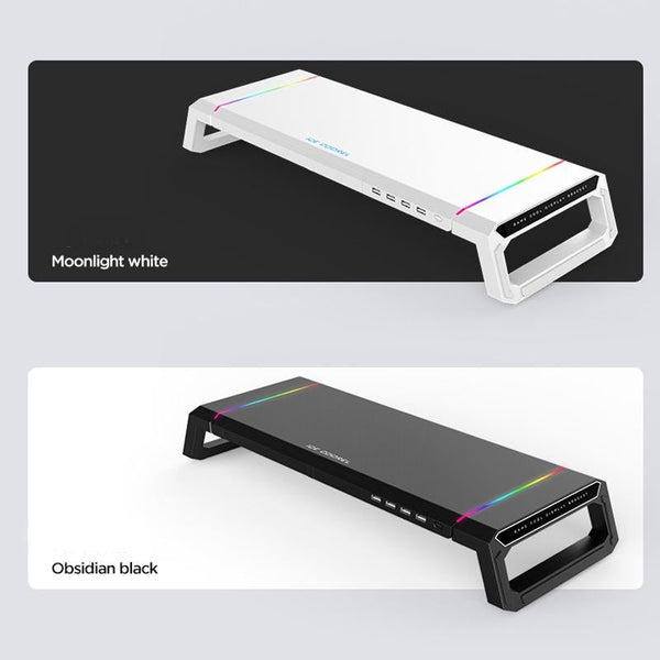 Foldable Laptop Stand With Rgb Lighting & Usb Expansion Monitor Rack Moonlight White Stands Holders & Car Mounts