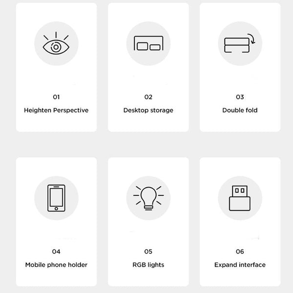 Foldable Laptop Stand With Rgb Lighting & Usb Expansion Monitor Rack Moonlight White Stands Holders & Car Mounts