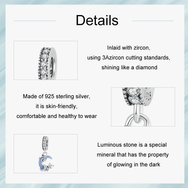 925 Sterling Silver Luminous Moon Cat Pendant Charms & Pendants