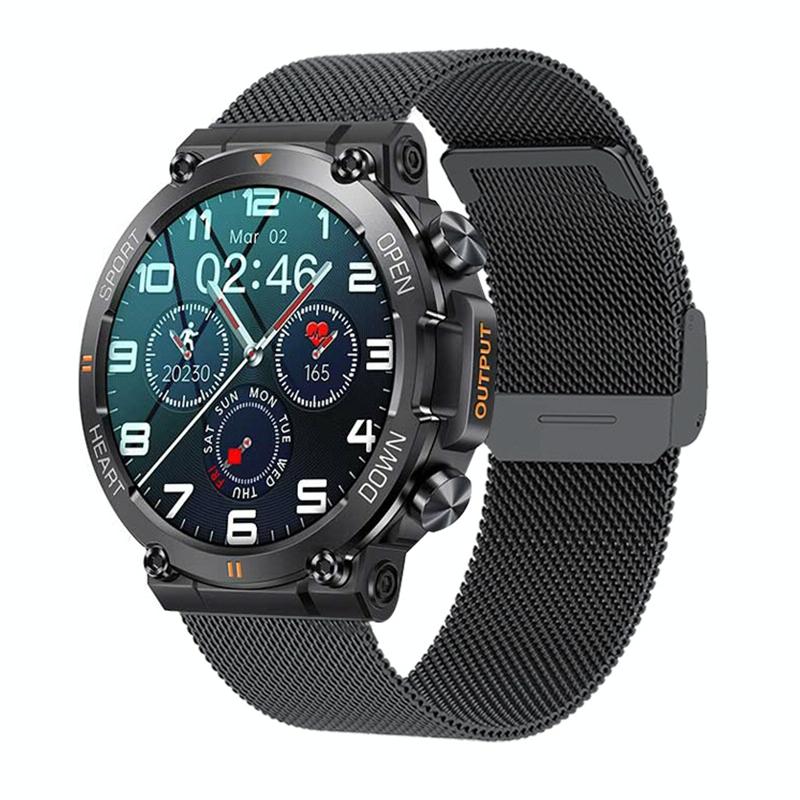 Steel Strap Wristband With Heart Rate And Blood Pressure Monitoring Black Milanese Smart Watches