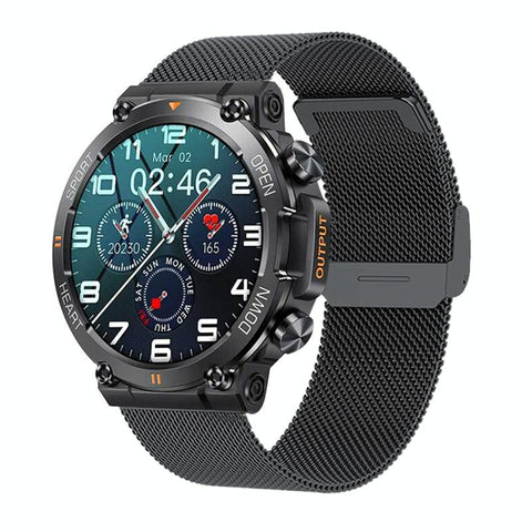 Steel Strap Wristband With Heart Rate And Blood Pressure Monitoring Black Milanese Smart Watches