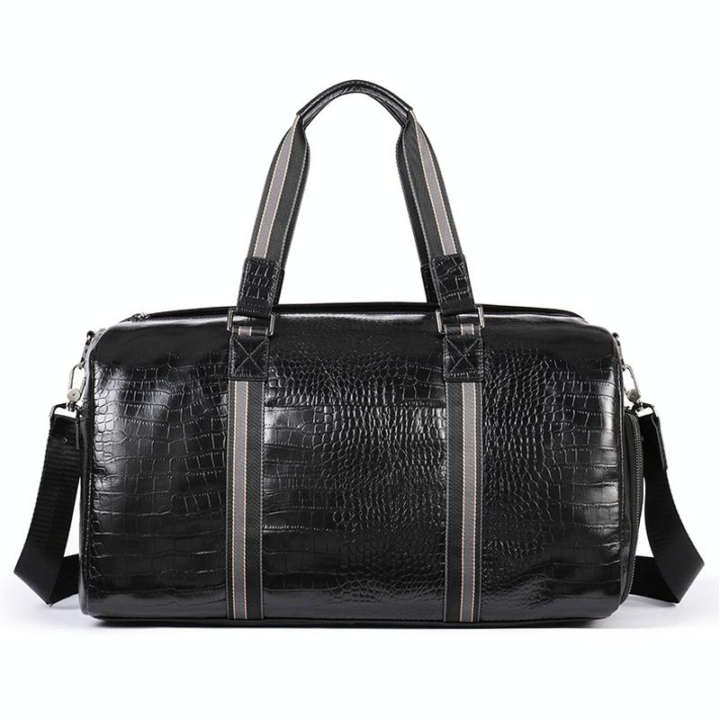 Multifunctional Leather Duffel Bag For Travel Crocodile Print Duffle Bags