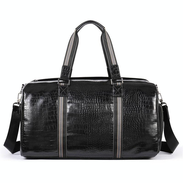 Multifunctional Leather Duffel Bag For Travel Crocodile Print Duffle Bags