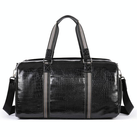 Multifunctional Leather Duffel Bag For Travel Crocodile Print Duffle Bags