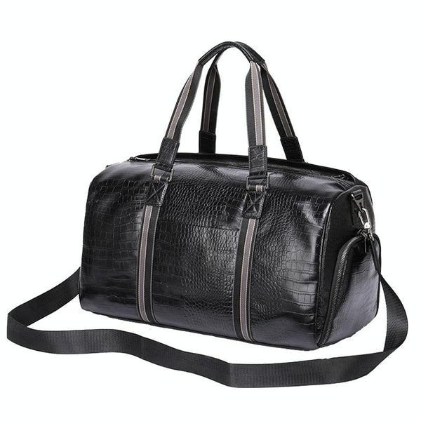 Multifunctional Leather Duffel Bag For Travel Crocodile Print Duffle Bags