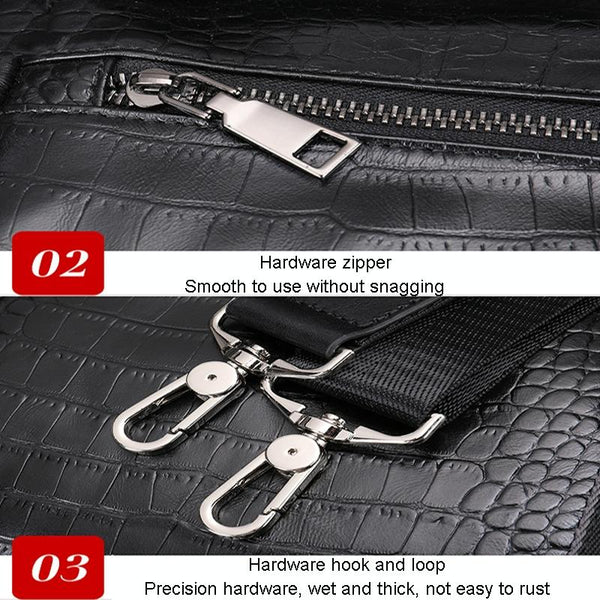 Multifunctional Leather Duffel Bag For Travel Crocodile Print Duffle Bags