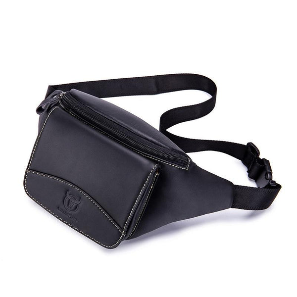Large Capacity Cowhide Waist Bag For Men Black Bags
