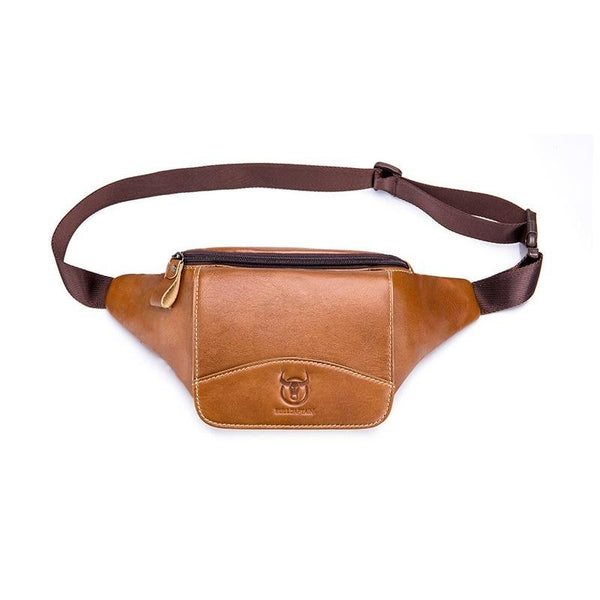 Large Capacity Cowhide Waist Bag For Men Black Bags