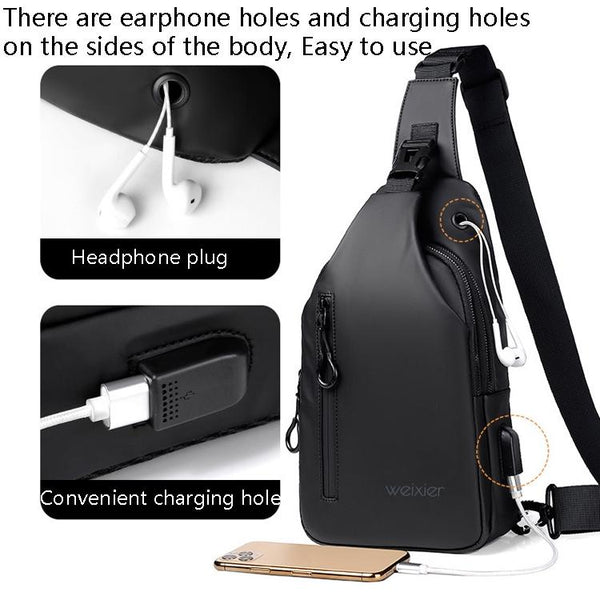 Men Outdoor Chest Bag Messenger Black Bags