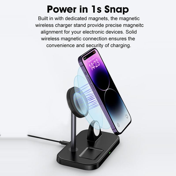 3 In 1 Magnetic Wireless Charger For Iphone & Airpods White Chargers & Cradles