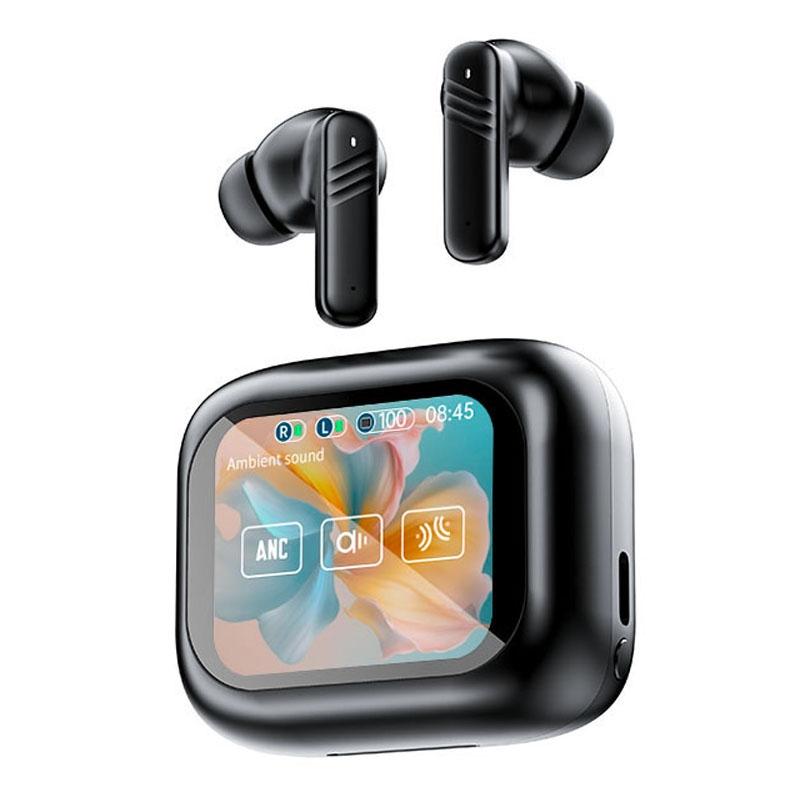 Wireless Bluetooth Earphones With Touch Screen Anc And Dual Noise Reduction Black Earbuds