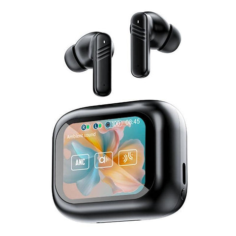 Wireless Bluetooth Earphones With Touch Screen Anc And Dual Noise Reduction Black Earbuds