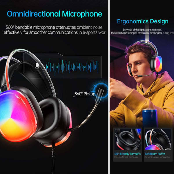 Pro Luminous Wired 2M Cable Black Headphones