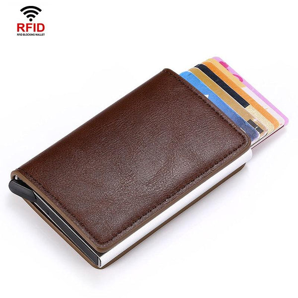 Automatic Rfid Blocking Card Holder With Coin Pocket Red Business Card Holders