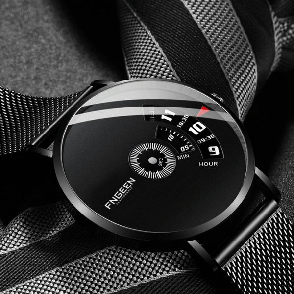 Men Non Pointer Quartz Watch S230 Black Steel Surface Watches
