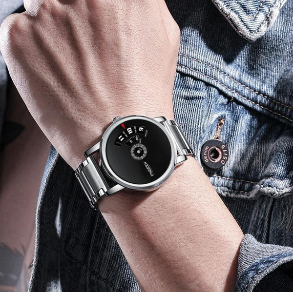 Men Non Pointer Quartz Watch S230 Black Steel Surface Watches