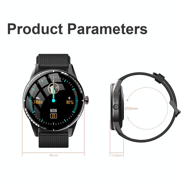1.28 Inch Touch Screen Ip67 Waterproof Smart Watch Support Bluetooth Call Sleep Monitoring Heart Rate Black Smart Watches