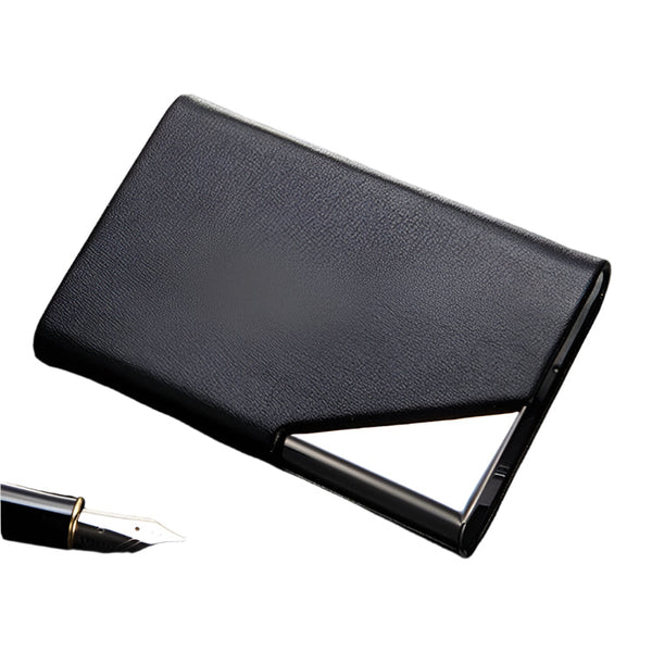Stainless Steel Business Card Holder Men Leather Clamp Black Business Card Holders