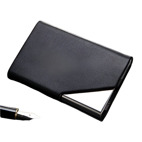 Stainless Steel Business Card Holder Men Leather Clamp Black Business Card Holders