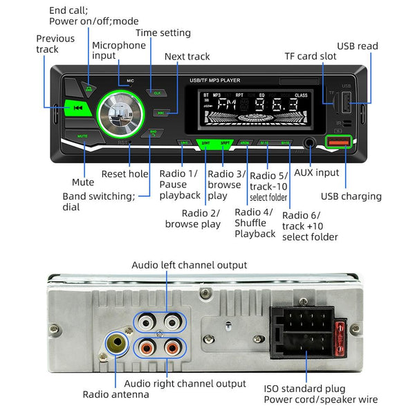 Car Mp3 Player With Voice Assistant & Fm Colourful Lights Black Ipods & Mp3 Players