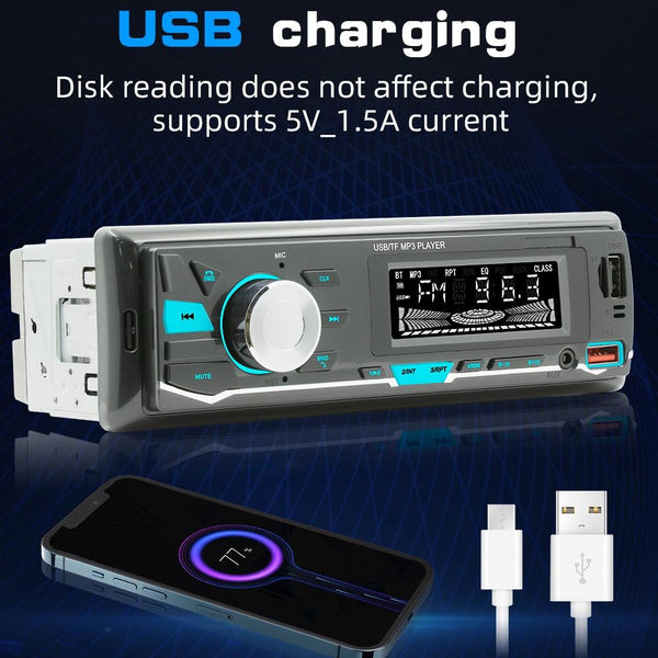Car Mp3 Player With Voice Assistant & Fm Colourful Lights Black Ipods & Mp3 Players