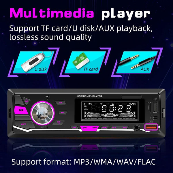 Car Mp3 Player With Voice Assistant & Fm Colourful Lights Black Ipods & Mp3 Players