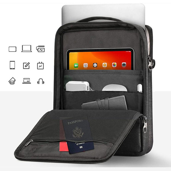 Waterproof Multifunctional Laptop Bag 13.3 14 Inch Black Laptop Cases & Bags