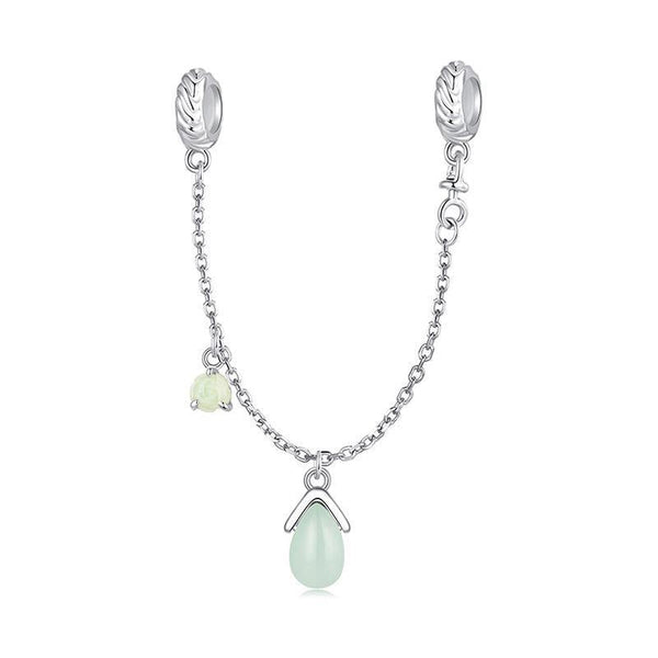 925 Sterling Silver Water Drop Safety Chain Bracelet Charms & Pendants