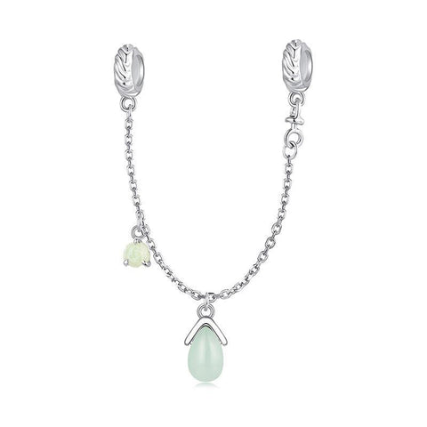 925 Sterling Silver Water Drop Safety Chain Bracelet Charms & Pendants