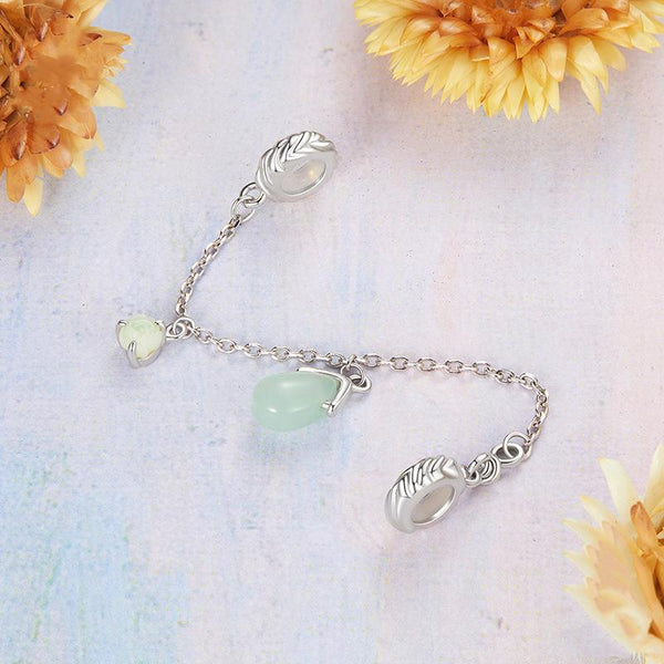 925 Sterling Silver Water Drop Safety Chain Bracelet Charms & Pendants