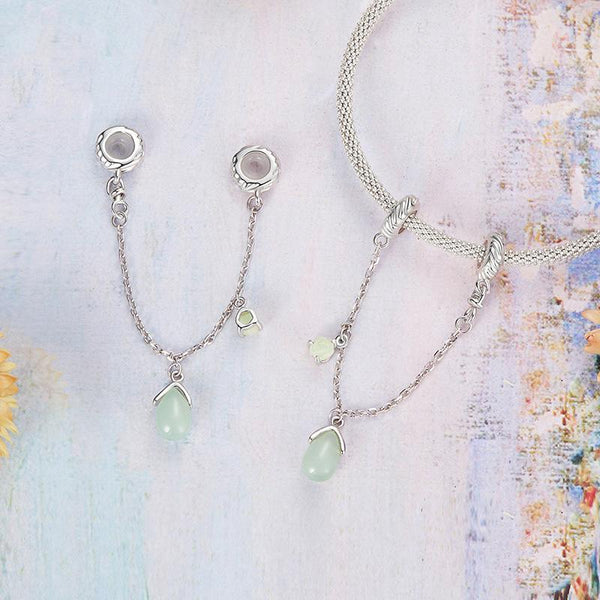 925 Sterling Silver Water Drop Safety Chain Bracelet Charms & Pendants