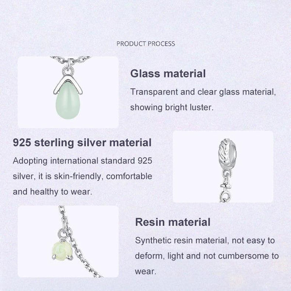 925 Sterling Silver Water Drop Safety Chain Bracelet Charms & Pendants