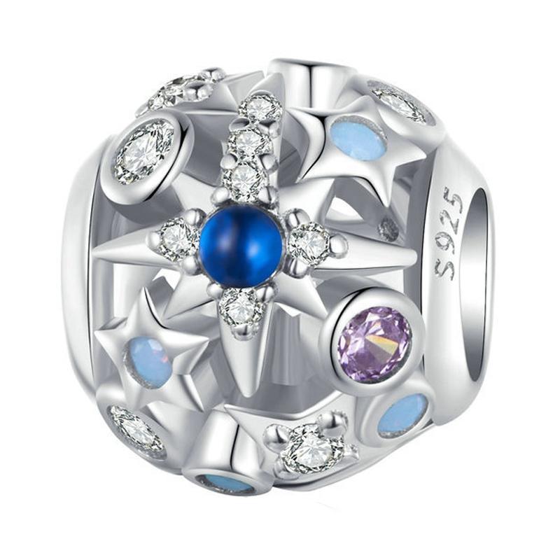 925 Sterling Silver Diy Bead Bracelet & Necklace Set Charms & Pendants