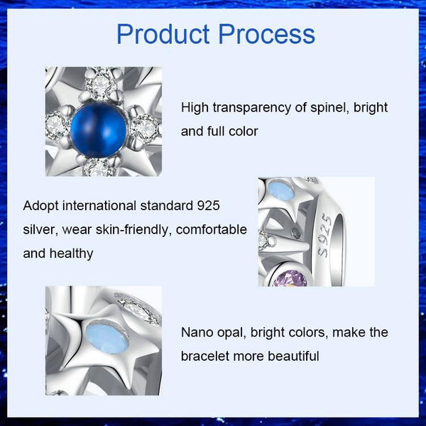 925 Sterling Silver Diy Bead Bracelet & Necklace Set Charms & Pendants