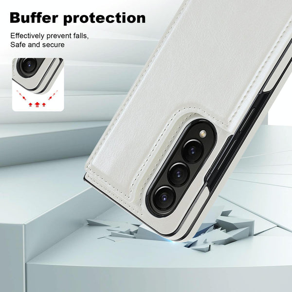 For Samsung Galaxy Z Fold4 5G Foldable Phone Case With Double Buckle Card Slot White Cases Covers & Skins