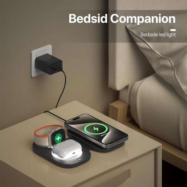 3 In 1 Magnetic Wireless Charger For Apple Devices Black Chargers & Cradles