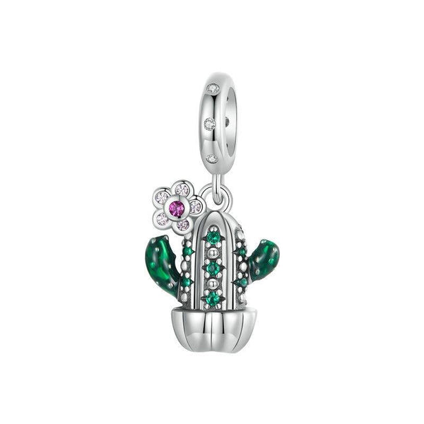 925 Sterling Silver Diy Desert Cactus Potted Pendant Necklaces & Pendants