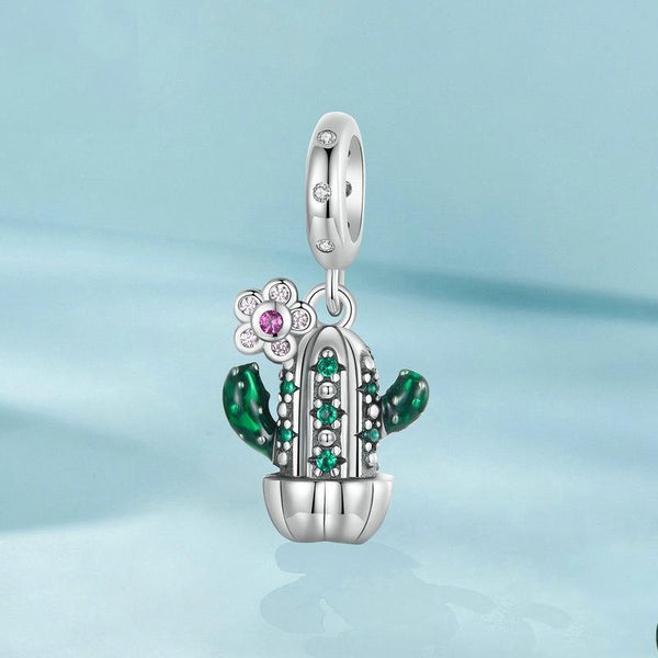 925 Sterling Silver Diy Desert Cactus Potted Pendant Necklaces & Pendants